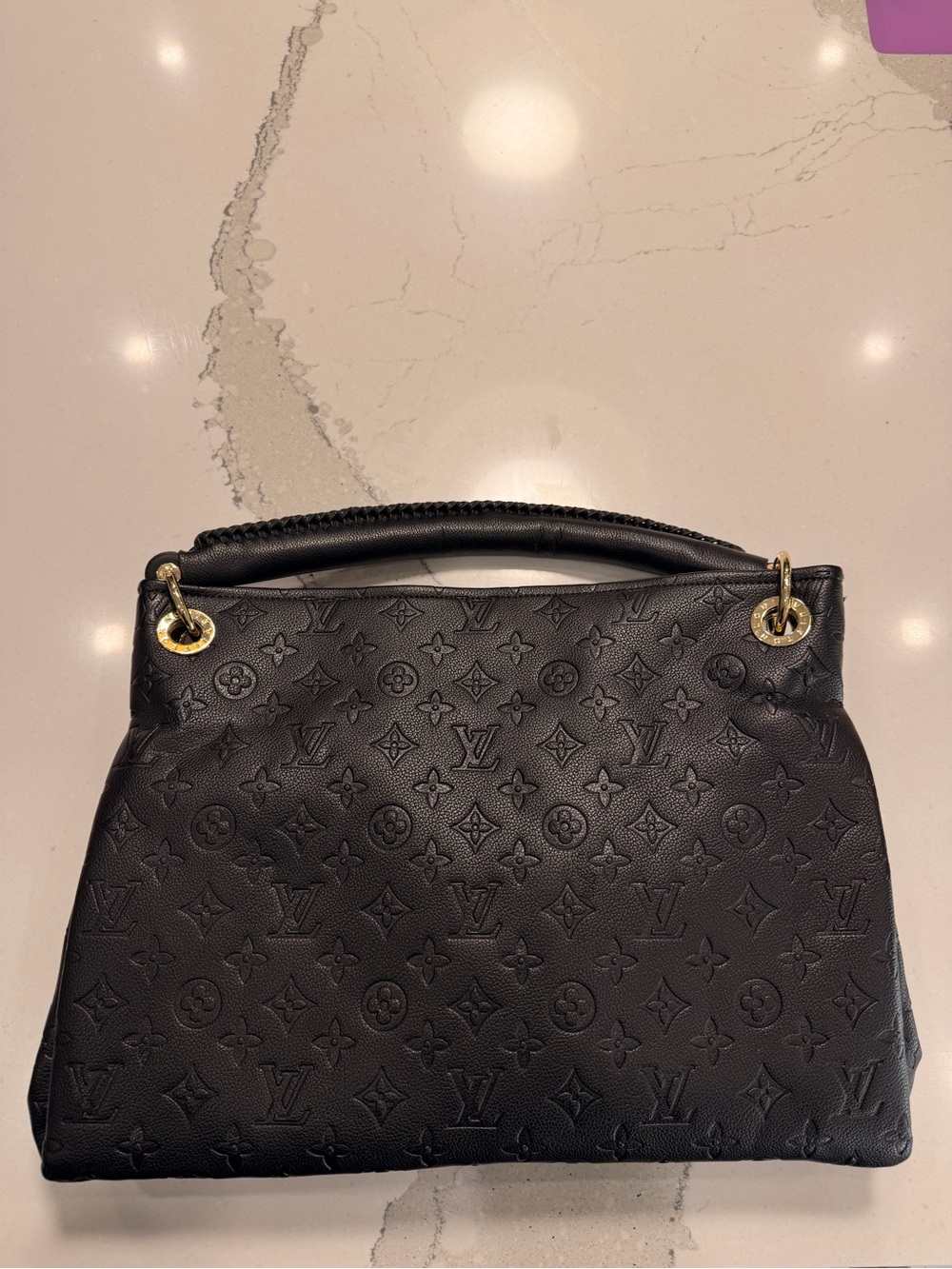 Louis Vuitton Black Monogram Empreinte Leather Top Handle Shoulder Bag